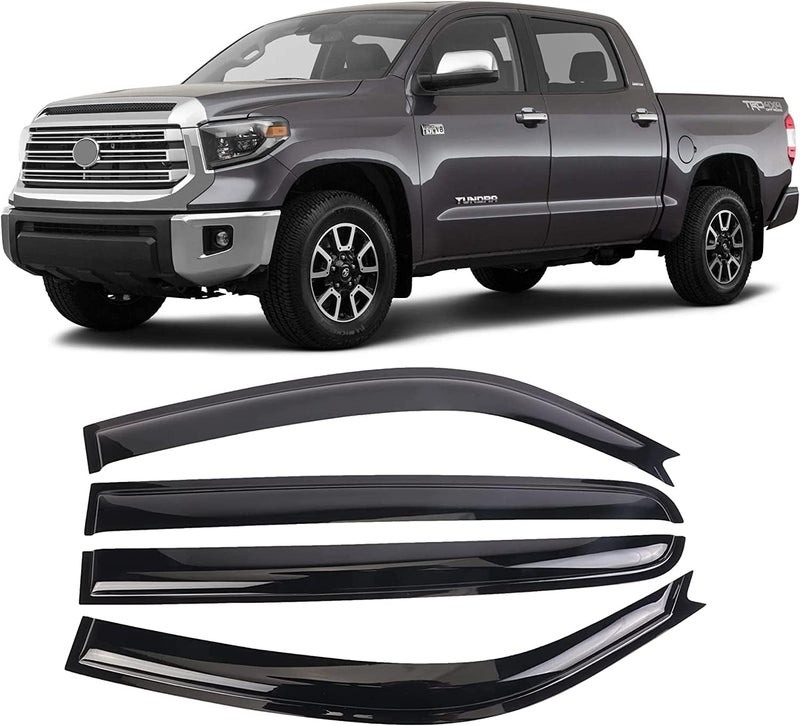 WONSABON Window Vent Visors Deflectors Rain Guards 4 Piece Set for 2007-2021 Trucks Toyota Tundra Crew Cab 94309 - Image 1